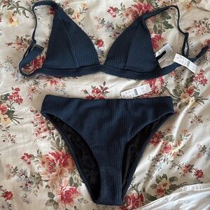 Women's Navy Blue Bikini Set j. Crew NWT Top M Bottom L